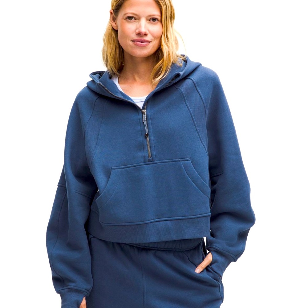 Lululemon Women's Pitch Blue Scuba Half-Zip Oversized Pullover Hoodie